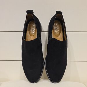 Franco Sarto Black Suede Slip-On Loafers